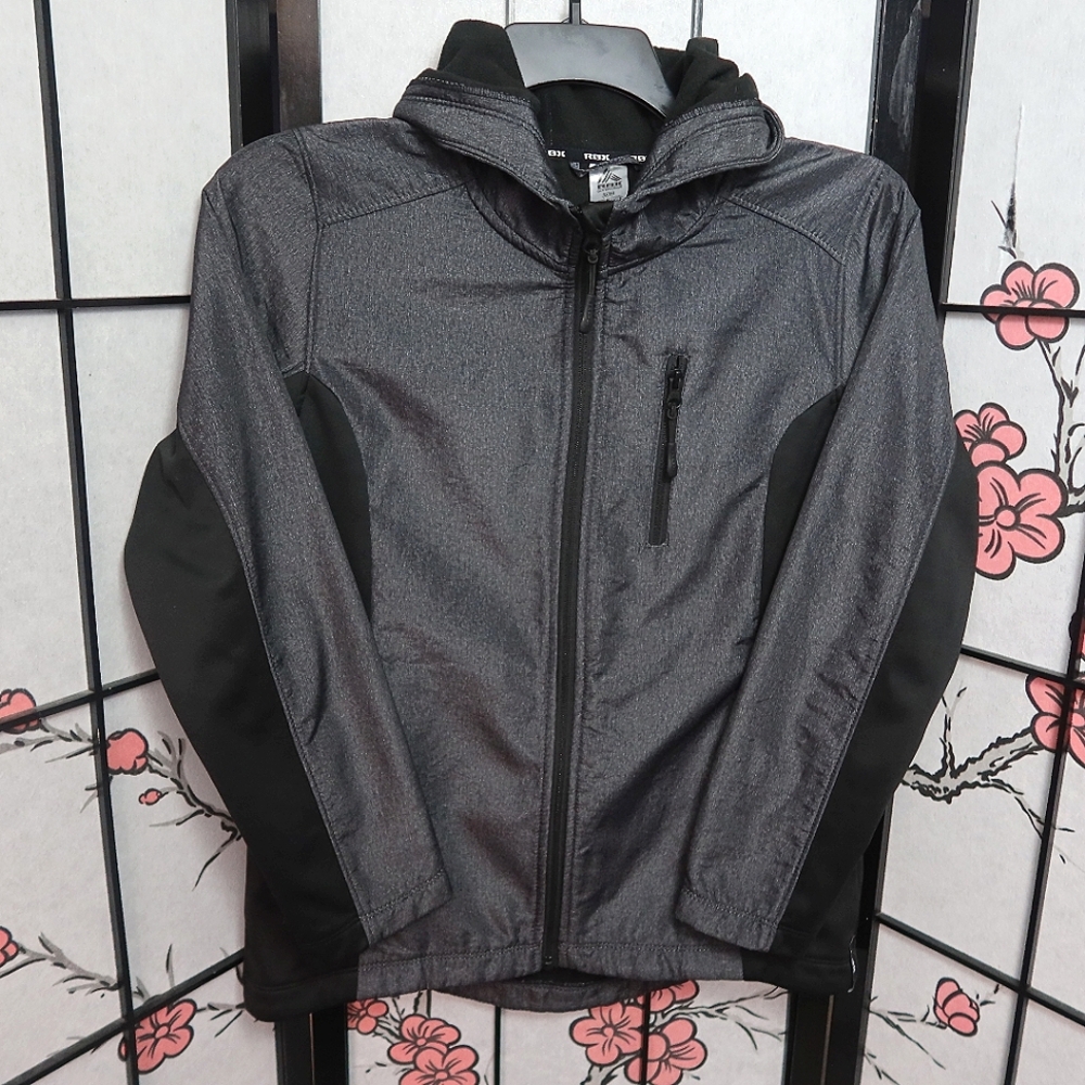 RBX Ourdoor Gray and Black Performance Jacket with Hood and Athletic Cut Size M